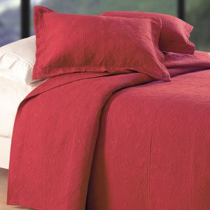 Brick Red Quilted Cotton Matelasse Quilt