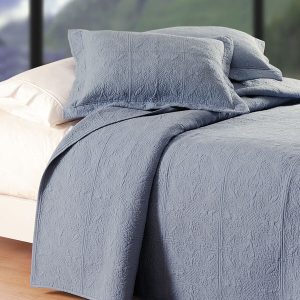 Colonial Blue Quilted Cotton Matelasse Quilt