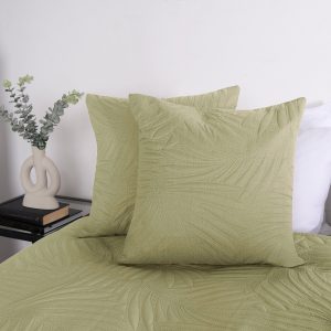 Leaf Quilted Cushion Covers - Sage