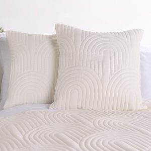 Arches Embossed Quilted Cushion Covers - Cream