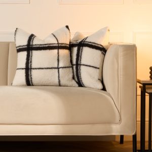 Oakley Check Teddy Cushion Covers - Monochrome