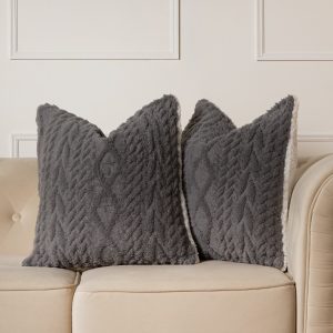 Cable Knit Cushion Covers - Grey