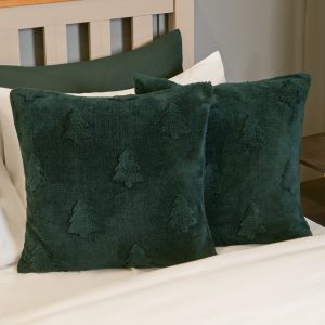 Tufted Winter Tree Cushion Covers - Green