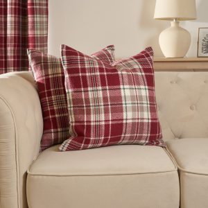 Woven Check Cushion Covers - Dorset Red