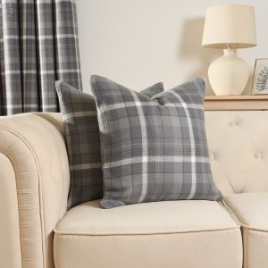 Woven Check Cushion Covers - Winsford Charcoal