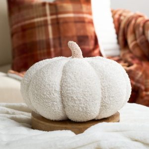 Boucle Autumn Pumpkin Cushion - Cream