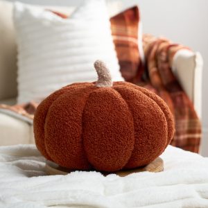 Boucle Autumn Pumpkin Cushion - Rust