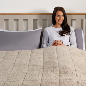 Teddy Fleece Quilted Weighted Blanket - Natural