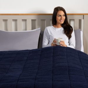 Teddy Fleece Quilted Weighted Blanket - Navy