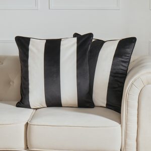 Matte Velvet Stripe Print Cushion Covers - Monochrome