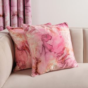 Matte Velvet Marble Print Cushion Covers - Blush