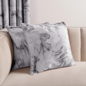 Matte Velvet Marble Print Cushion Covers - Grey