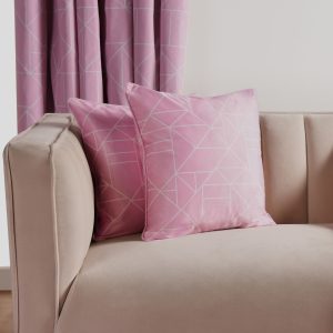 Matte Velvet Geometric Print Cushion Covers - Blush