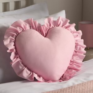 Frill Heart Shaped Scatter Cushion - Pink