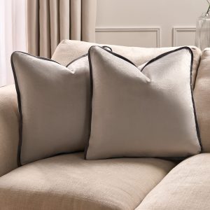 Matte Velvet Piped Edge Cushion Covers - Grey