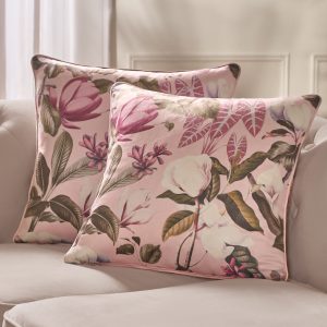 Matte Velvet Floral Botanics Cushion Covers - Blush