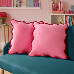 Matte Velvet Scallop Edge Cushion Covers - Pink/Red
