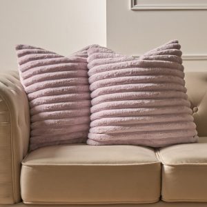 Faux Fur Thick Ribbed Cushion Covers - Lilac