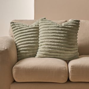 Faux Fur Thick Ribbed Cushion Covers - Sage