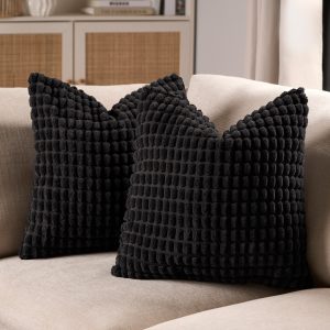 Bobble Textured Cushion Covers - Black