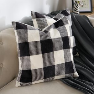 Gingham Flannel Cushion Covers - Monochrome