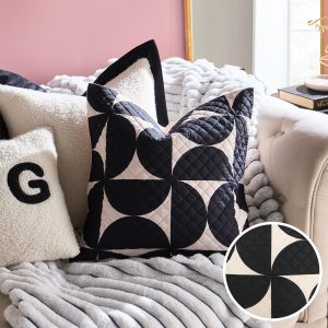 Half-Circle Quilted Cushion Covers - Monochrome
