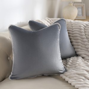 Matte Velvet Piped Edge Cushion Covers - Charcoal