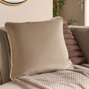 Matte Velvet Piped Edge Cushion Covers - Mink