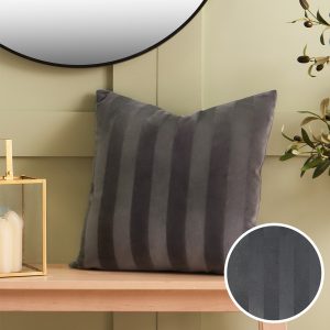 Stripe Velvet Cushion Covers - Charcoal