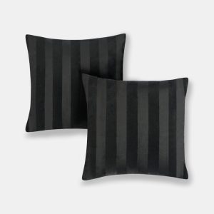 Stripe Velvet Cushion Covers - Black
