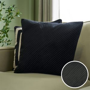 Pleated Velvet Cushion Covers - Black