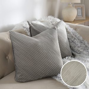 Pleated Velvet Cushion Covers - Grey