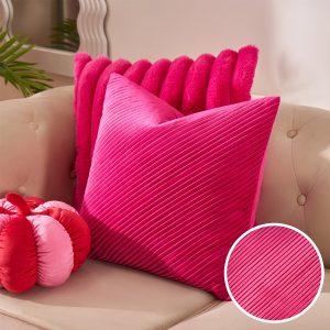Pleated Velvet Cushion Covers - Hot Pink