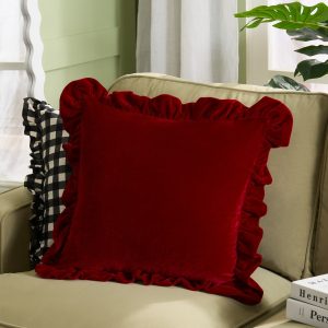 Velvet Plush Cushion Cover - Red