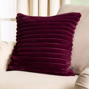 Faux Fur Thick Ribbed Cushion Covers - Burgundy