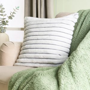 Two Tone Ribbed Cushion Covers - Grey/White
