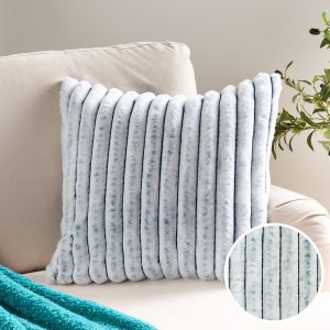 Two Tone Ribbed Cushion Covers - Navy/White