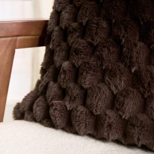 Thick Faux Fur Waffle Cushion Covers - Chocolate