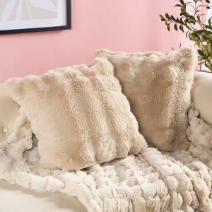 Bubble Faux Fur Cushion Covers - Natural