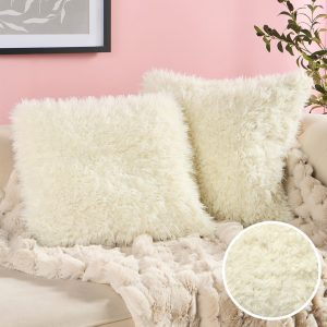 Sofia Faux Fur Cushion Covers - Cream