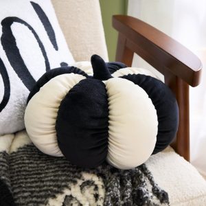 Velvet Stripe Pumpkin Cushion - Monochrome