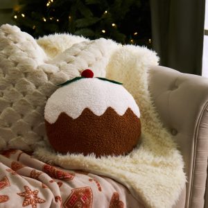 Christmas Pudding Shaped Cushion - Brown