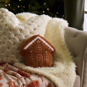 Gingerbread House Cushion - Brown
