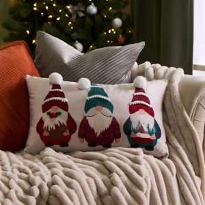 Traditional Christmas Gonk Cushion - Cream
