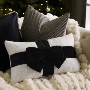 Bow Wrapped Cushion - Monochrome
