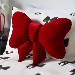Velvet Bow Shaped Cushion - Red