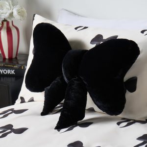 Velvet Bow Shaped Cushion - Black