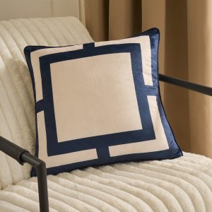 Square Print Cushion Covers - Navy/Cream