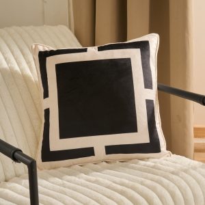 Square Print Cushion Covers - Black/White