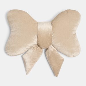 Velvet Bow Shaped Cushion - Natural